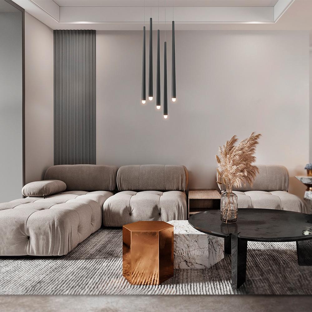 LAMPE À PENDENTIF CASCADE - Schwarz, Trend, Metall (32/150cm) - MAYTONI