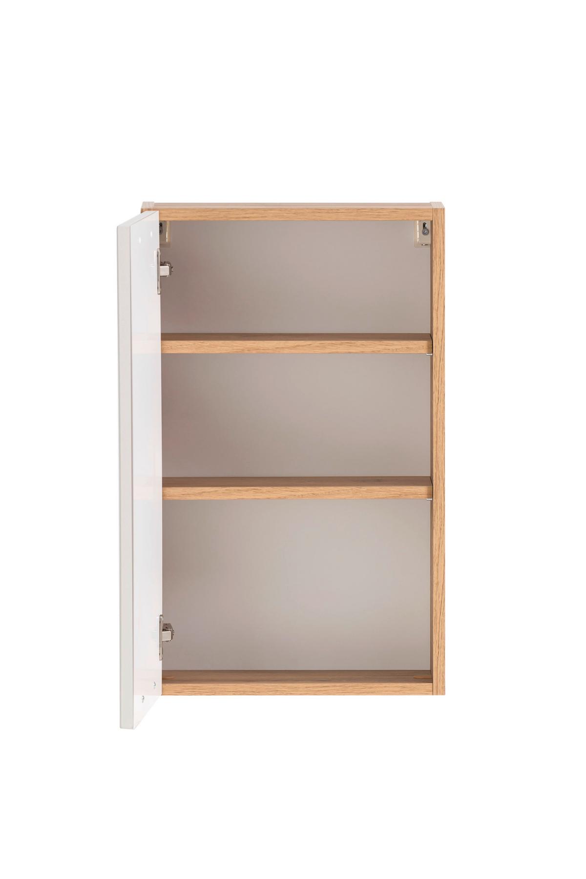 Hängeschrank Elmau in Weiß/Eiche - Eiche Wotan/Schwarz, ROMANTIK / LANDHAUS, Holzwerkstoff/Metall (40/64/20cm)