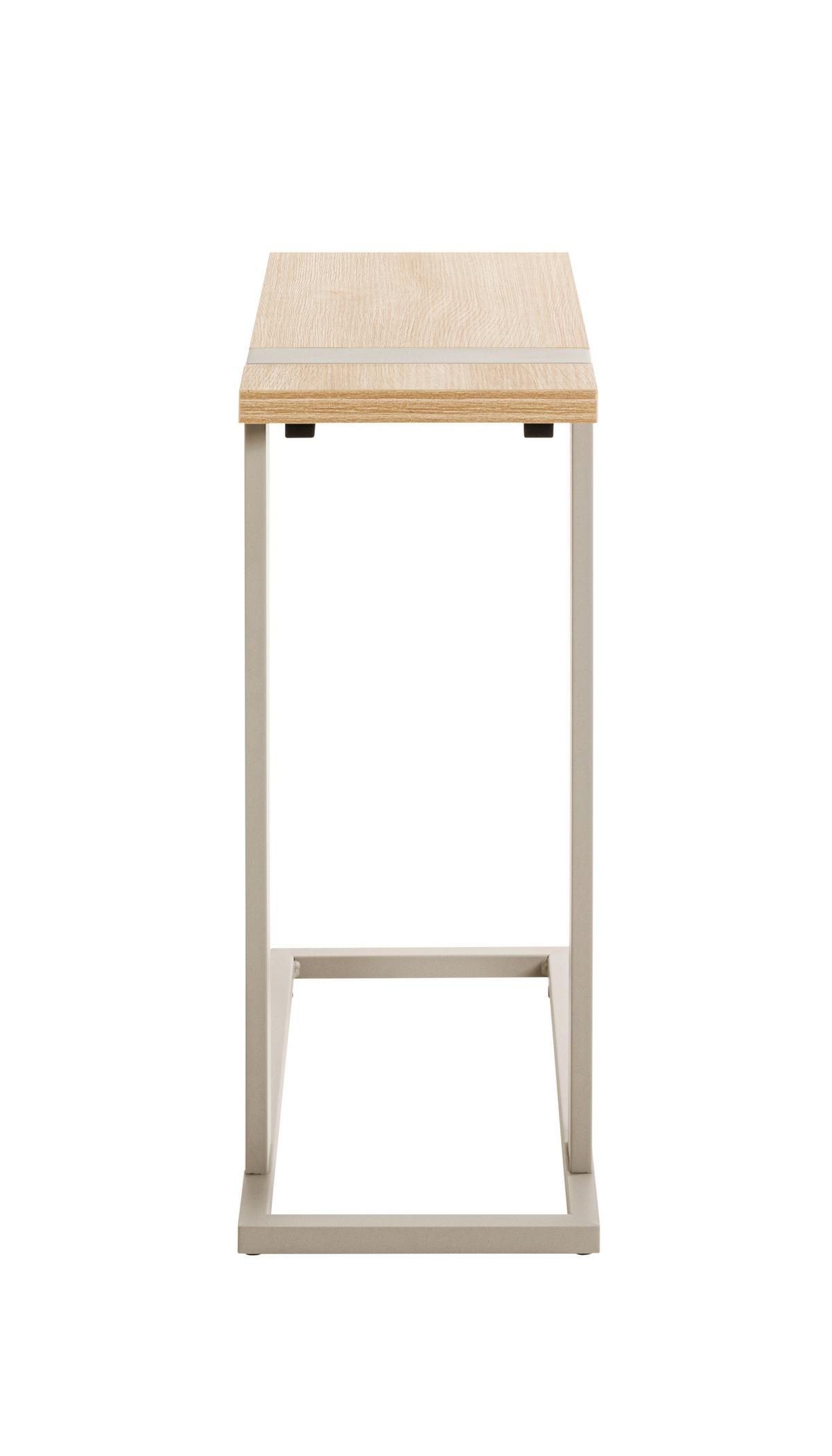 STOLIK BOCZNY SARAGOSSA 2 - kolor dębowy/szary, Design, materiał drewnopochodny/metal (49/24/64cm)