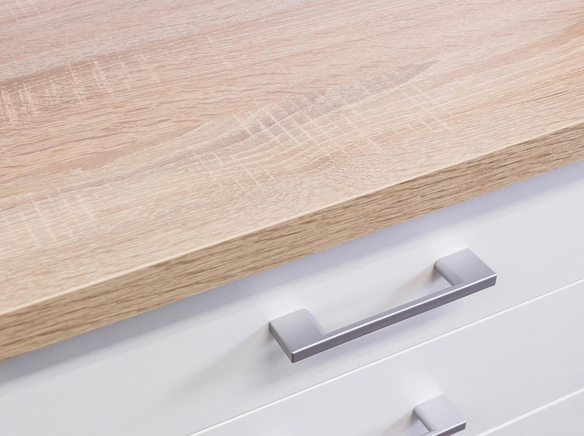 Eckküchen Samoa Weiß/Eichefarben mit Geräten - Alufarben/Weiß, MODERN, Holzwerkstoff/Kunststoff (280/170cm) - FlexWell