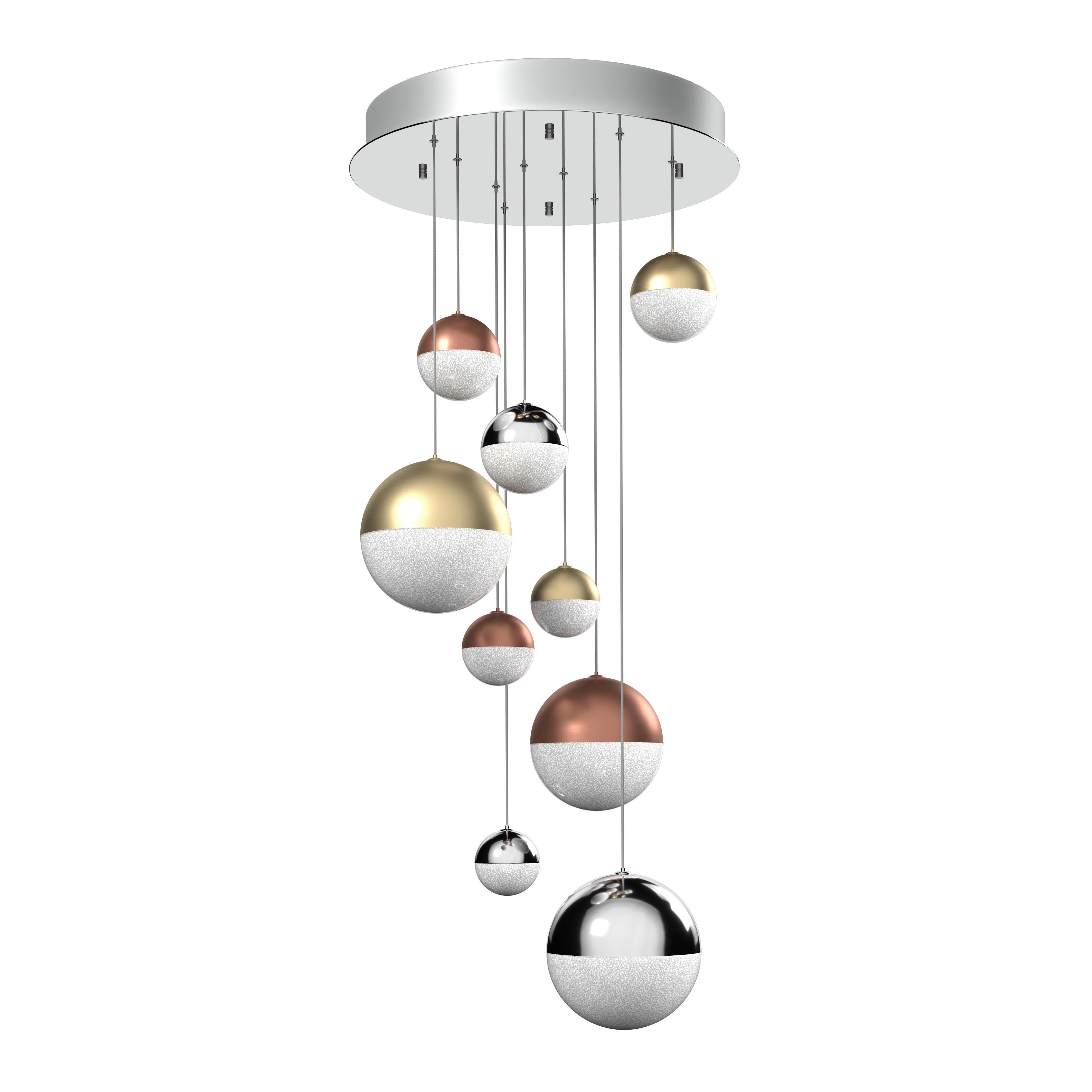 LAMPA WISZĄCA LED STAFFORD *DK* - kolor mosiężny/kolor chromowy, Basics, metal (50/150cm) - Dieter Knoll