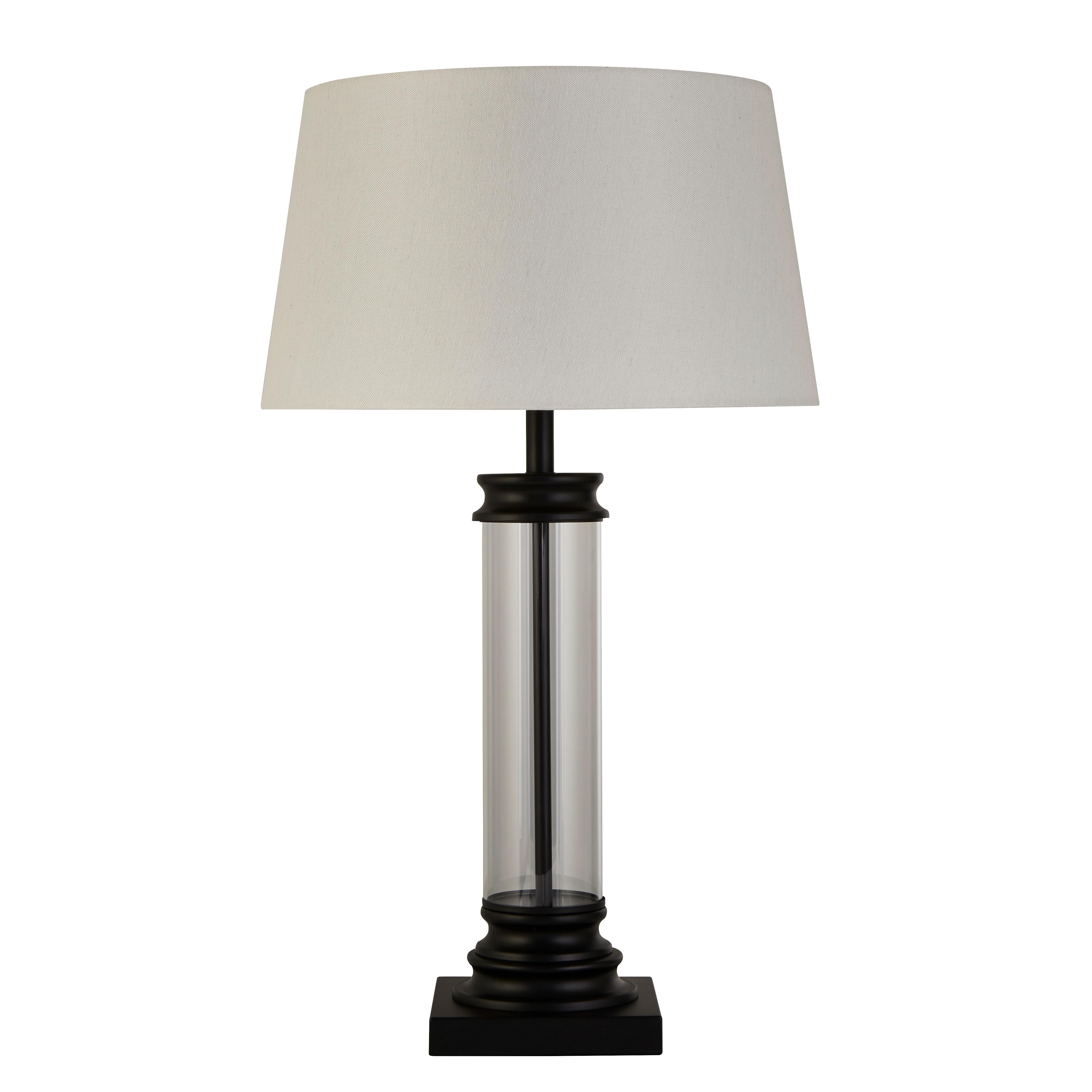 Asztali Lámpa Eu5141bk Pedestal - fekete/fehér, Konventionell, üveg/textil (37/62cm)