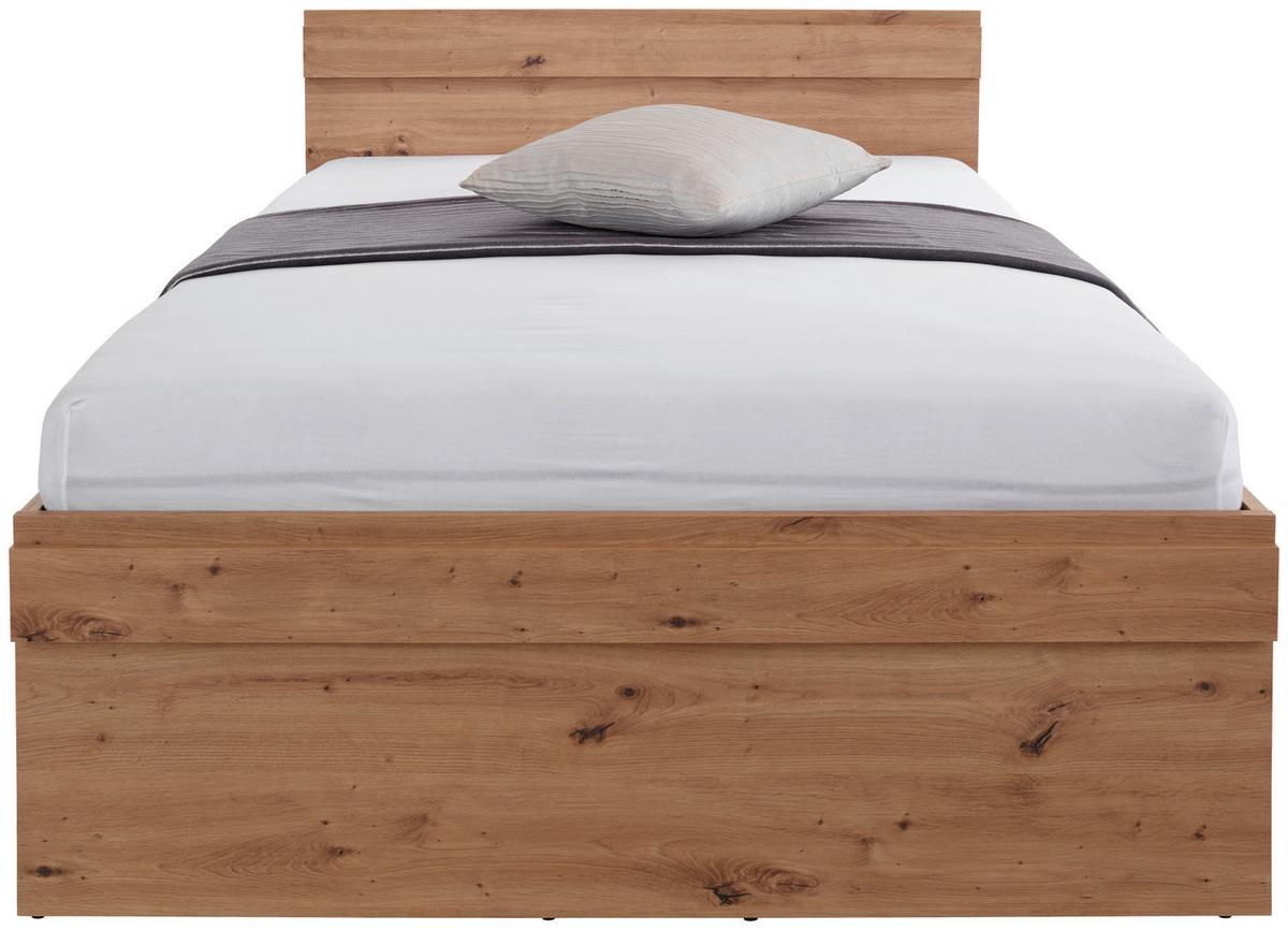 Krevet Box 120 - bijela/hrast Artisan, Moderno, drvni materijal (120/200cm) - Modern Living