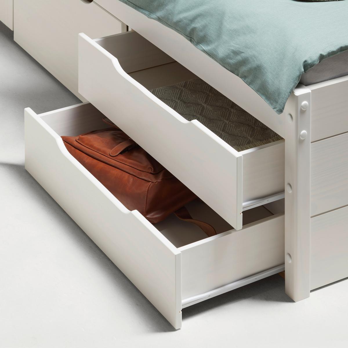 Stauraumbett Efektivo in Weiß ca. 140x200cm - Weiss/Naturfarben, Konventionell, Holz (140/200cm) - Zandiara