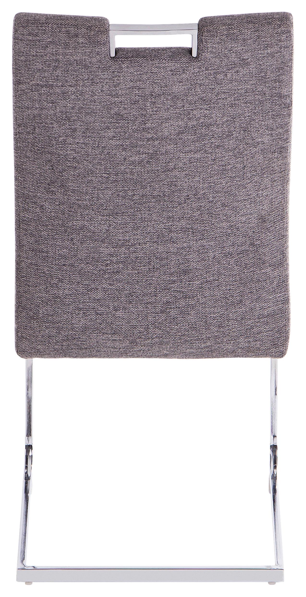 KRZESŁO NA PŁOZIE SALLY 2 - szary/kolor chromowy, Design, metal/tkanina (49/98/62cm) - Carryhome