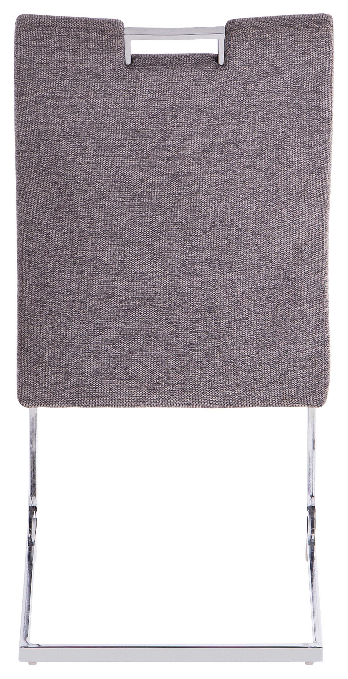 KRZESŁO NA PŁOZIE SALLY 2 - szary/kolor chromowy, Design, metal/tkanina (49/98/62cm) - Carryhome