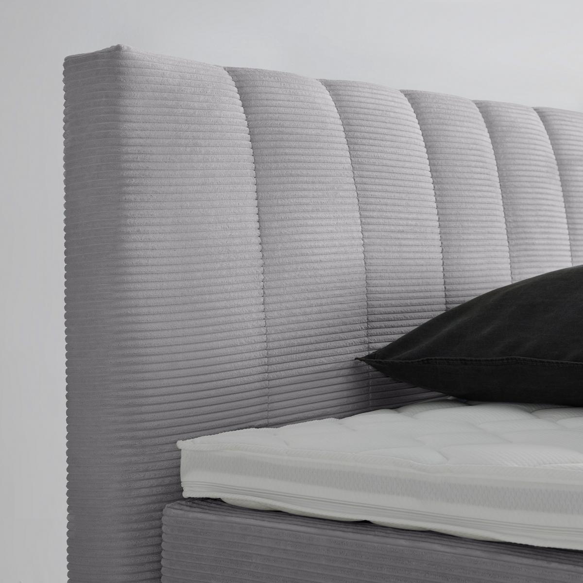 Boxspringbett Malaga Hellgrau ca. 180x200cm - Silberfarben/Hellgrau, KONVENTIONELL, Holzwerkstoff/Kunststoff (180/200cm) - Premium Living