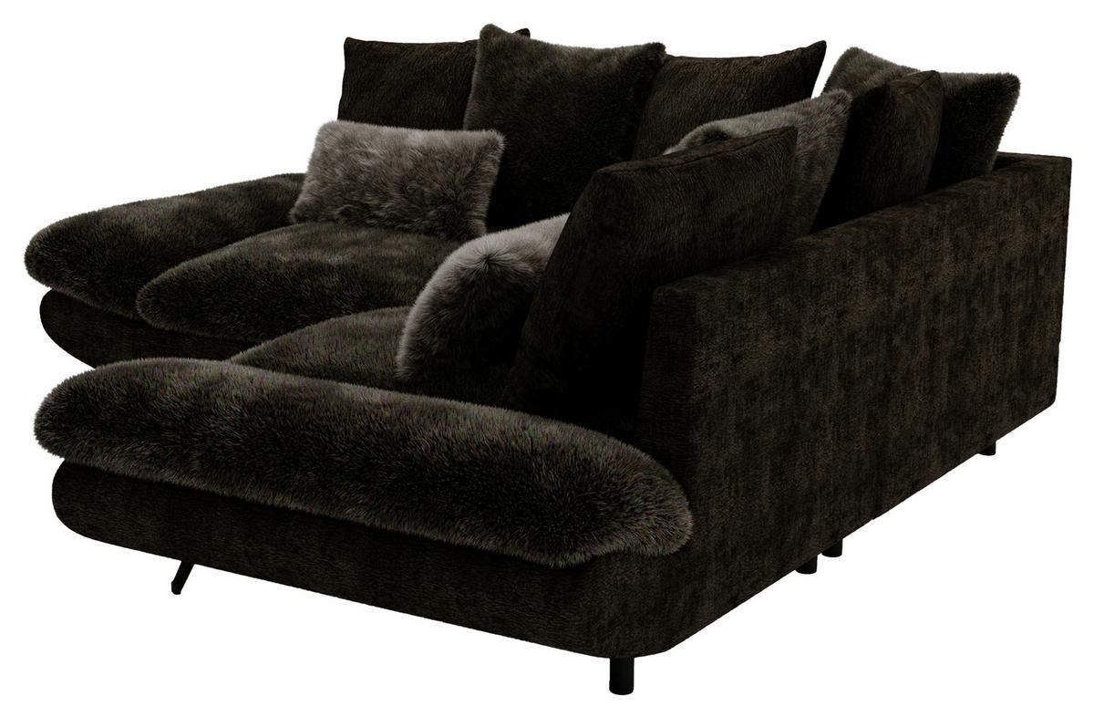 Wohnlandschaft Bormio - Dunkelbraun/Schwarz, Modern, Textil/Metall (276/276cm) - Premium Living