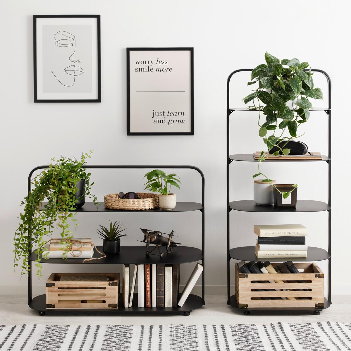 Polc Fekete Levit - fekete, Modern, fém (80/65/35cm) - Premium Living