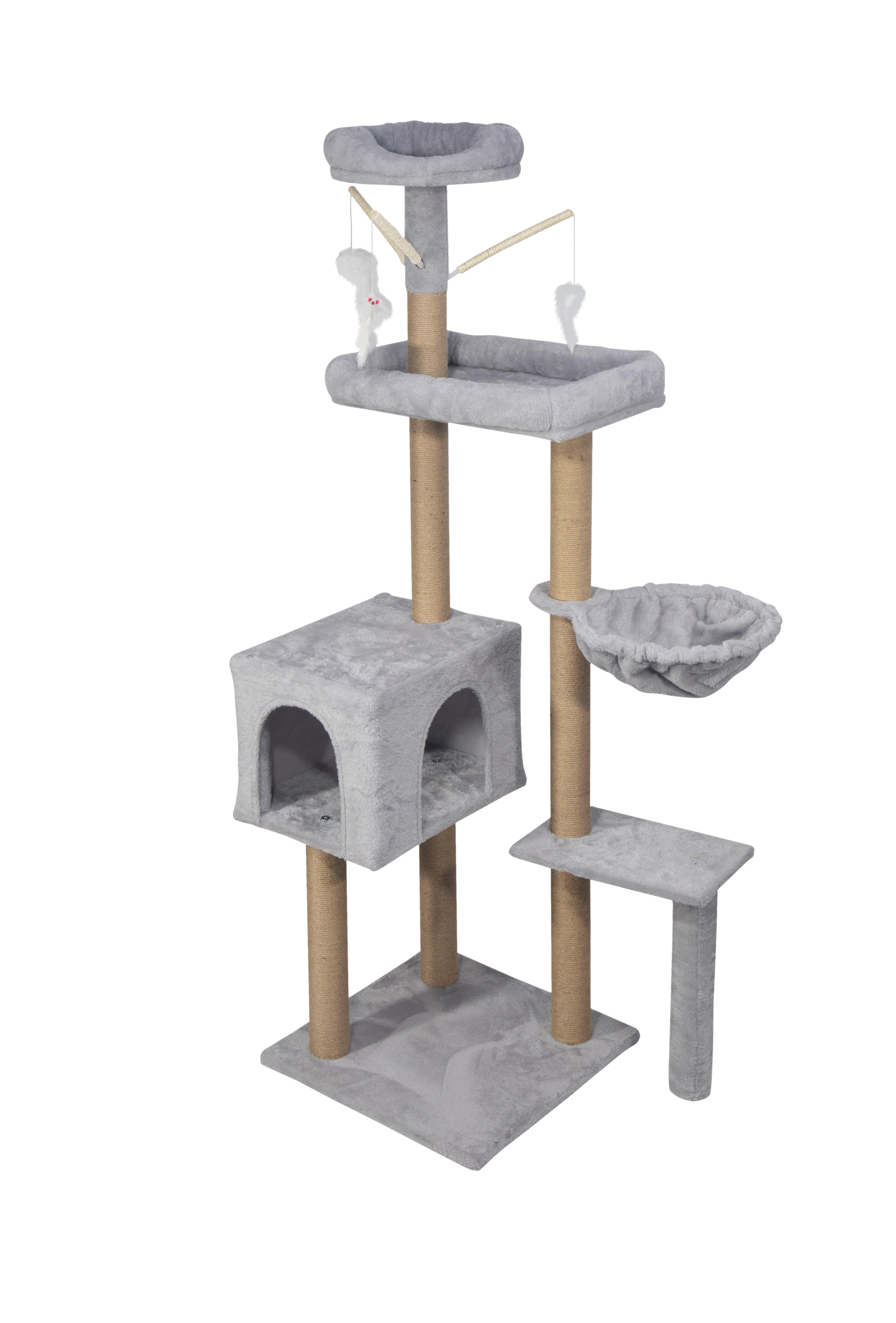 Kratzbaum Felix Grau - Grau, KONVENTIONELL, Karton/Holzwerkstoff (45/45/145cm) - Mömax