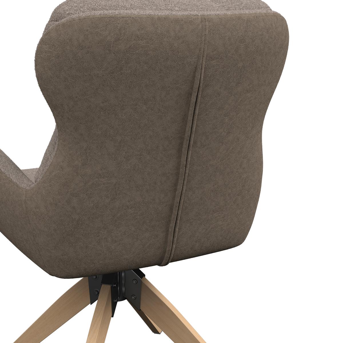 Armlehnstuhl Neelia Braun Webstoff Drehbar Gepolstert - Braun/Naturfarben, MODERN, Holz/Textil (71/60/94cm) - Bessagi Home