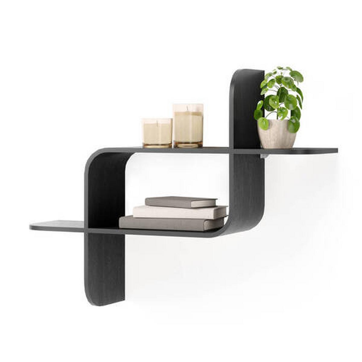 Wandregal Montage Schwarz - Schwarz, KONVENTIONELL, Holz (64/48/16cm) - Umbra