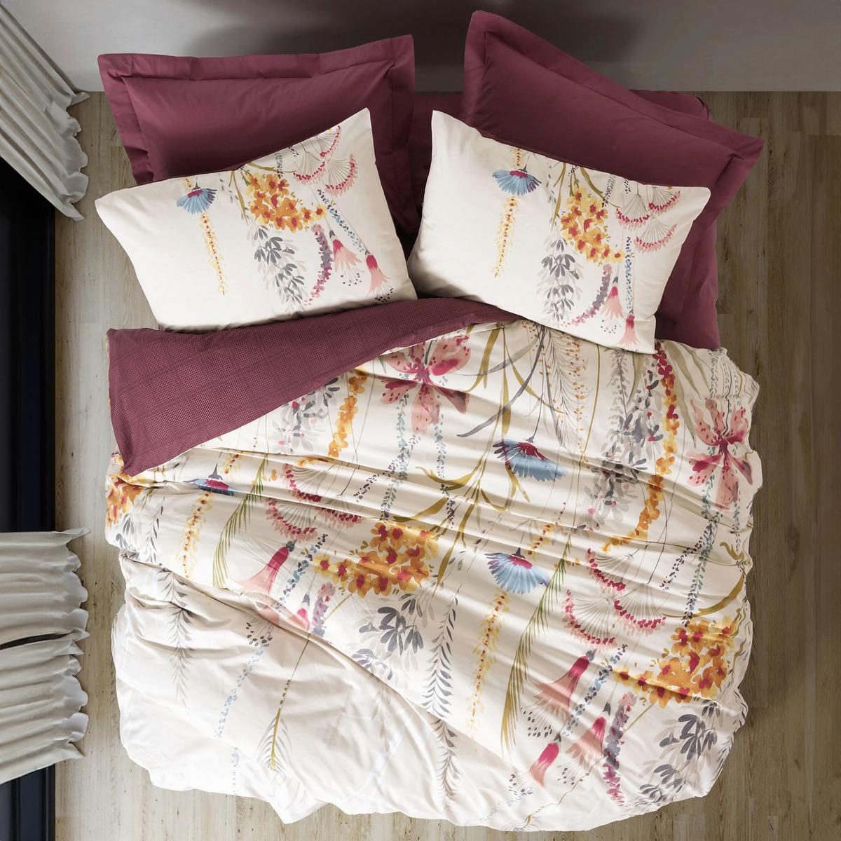 POŚCIEL FLOS - CLARET RED - czerwony, Basics, tkanina (135/200cm)
