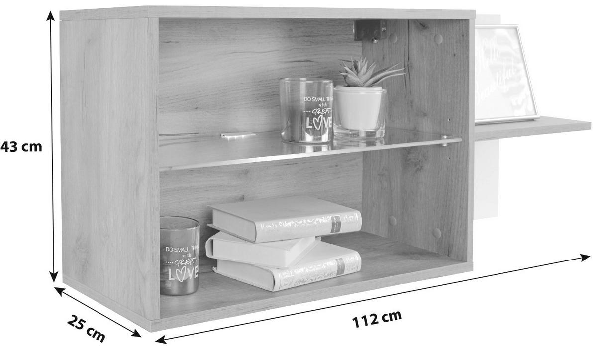 Viseča Omarica Avensis New - barve hrasta/bela, Konvencionalno, steklo/leseni material (112/43/25cm) - Mömax