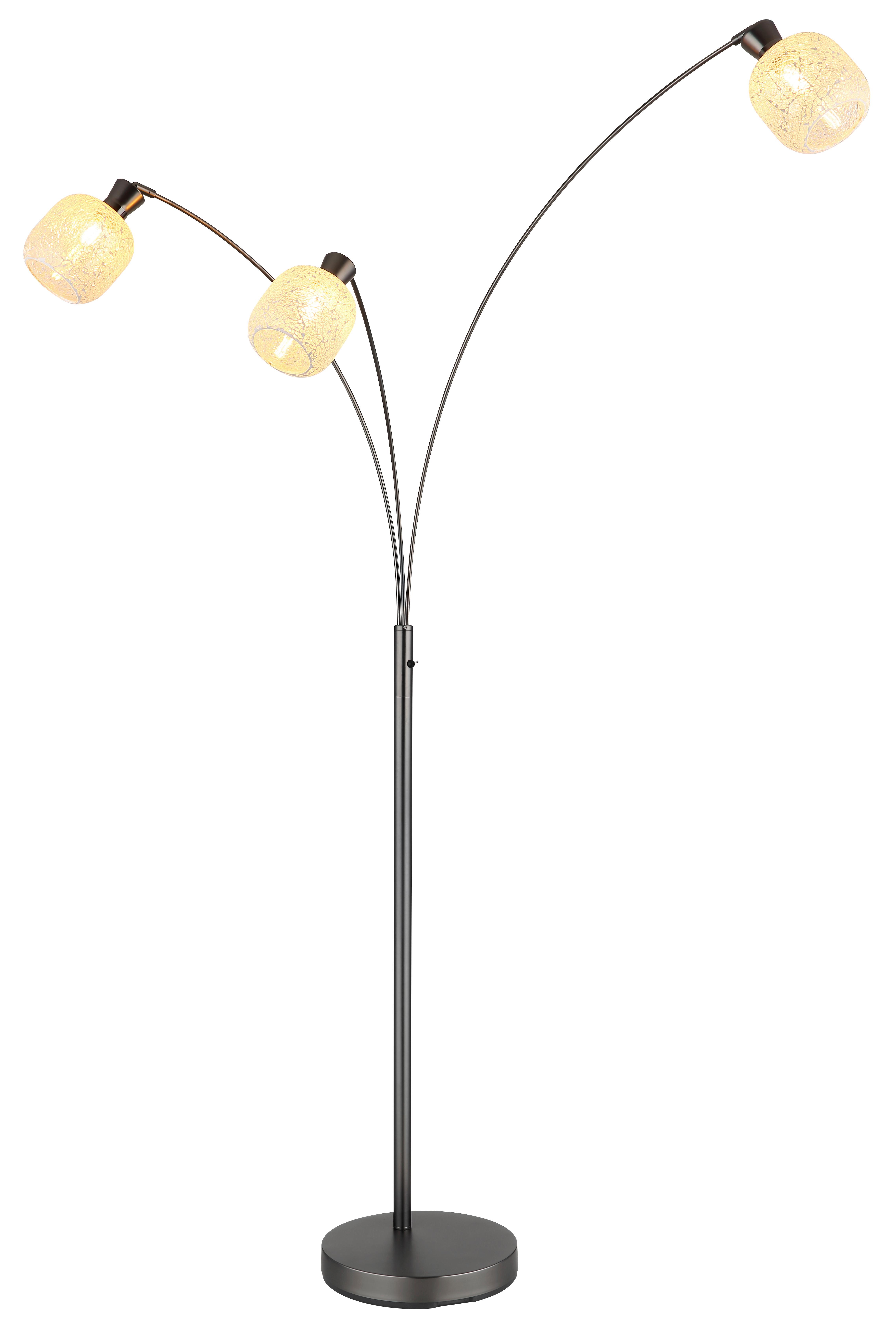 Podna Svjetiljka Brokana - crni krom/prozirno, Design, staklo/metal (84,5/100/200,5cm) - Globo