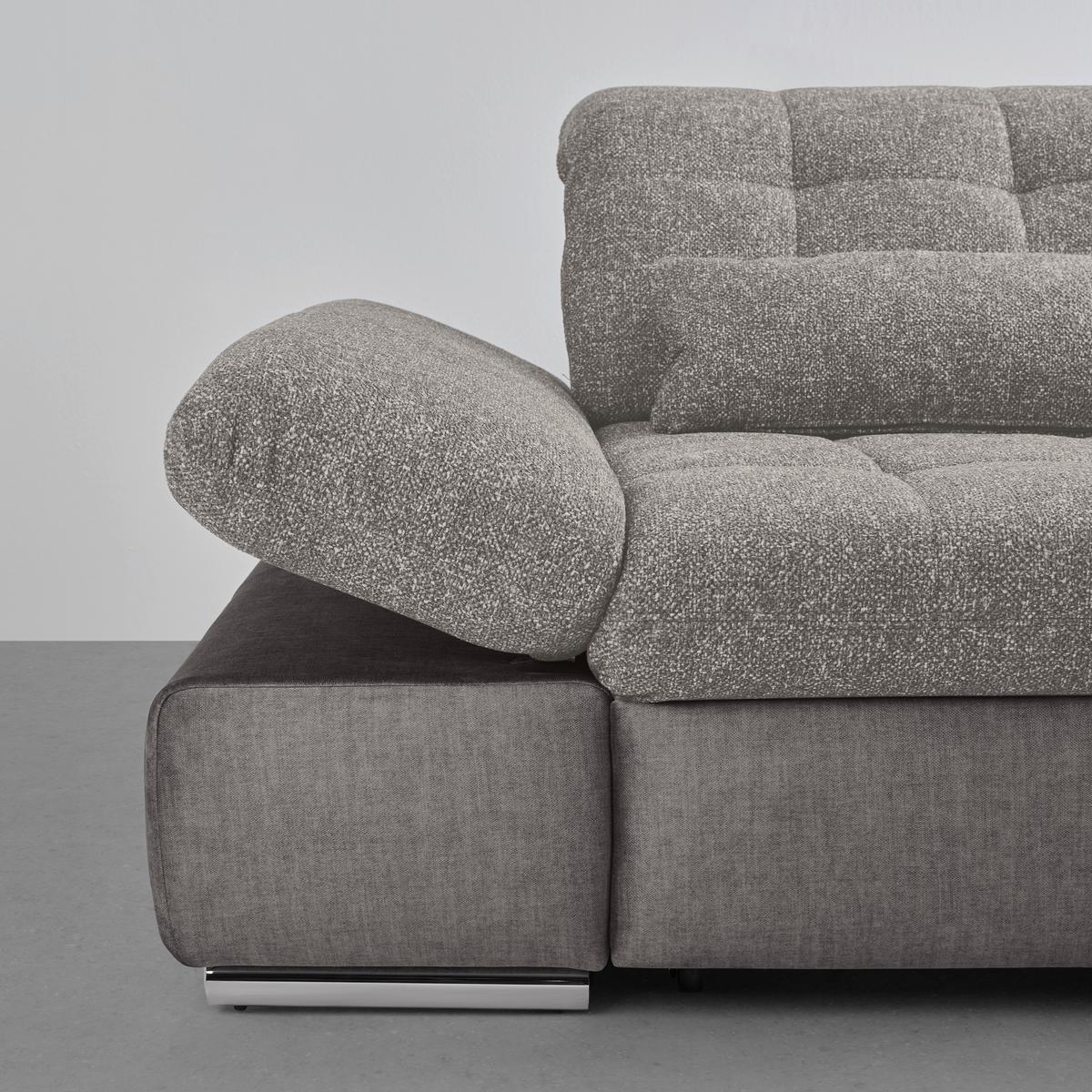 Wohnlandschaft Sanfino Silberfarben - Chromfarben/Silberfarben, KONVENTIONELL, Holz/Textil (305/79-96/199cm) - Premium Living