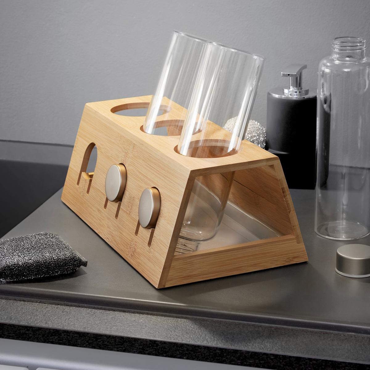 UCHWYT NA BUTELKI BAMBUS NATURFARBEN - kolor naturalny, Basics, drewno (32/12/17,5cm)