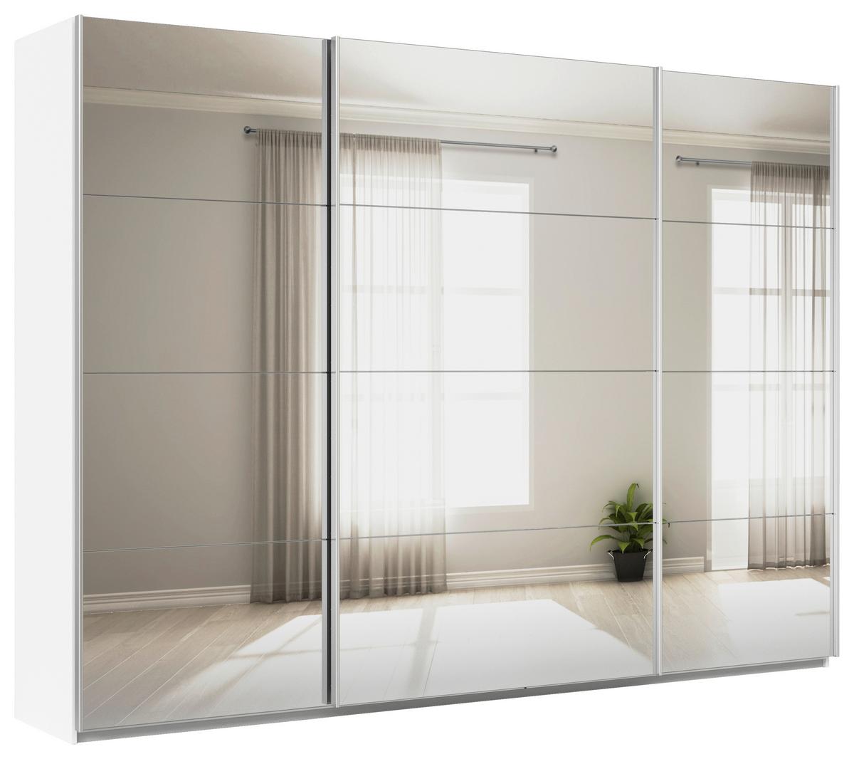 DULAP USI CULISANTE FELDKIRCH - argintiu/alb, Modern, sticlă/material pe bază de lemn (315/229/62cm)