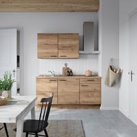 Küchenblock Structura Low m. Geräten Eiche dunkel - Eiche dunkel/Eichefarben, MODERN, Holzwerkstoff/Metall (180cm) - Nobilia