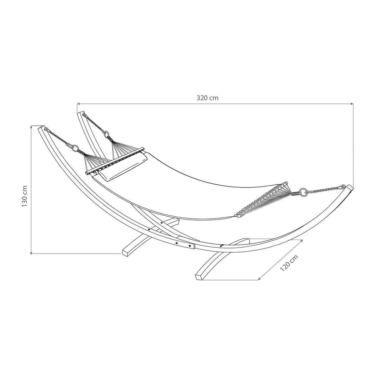 Hängematte Hawaii Holz/Rot - Rot/Lärchefarben, Basics, Holz/Textil (320/120/130cm) - Ambia Garden
