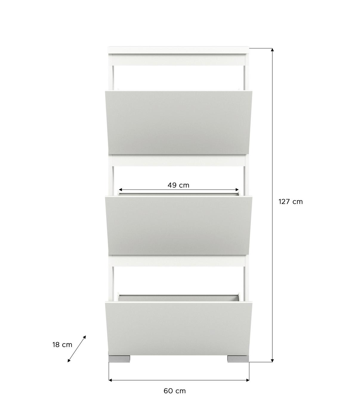 Omara Za Čevlje Shoelove, Bela - srebrne barve/bela, Moderno, leseni material (60/133/18cm) - Mömax
