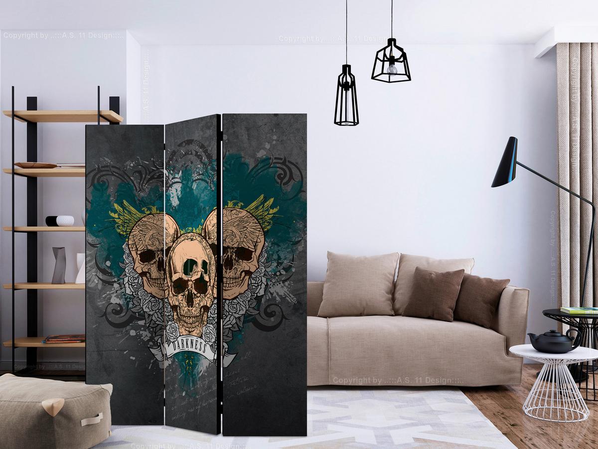 Paravan Darkness I, 3-Delni, Dvostranski - večbarvno, Basics, tekstil/les (135/172/3cm) - artgeist