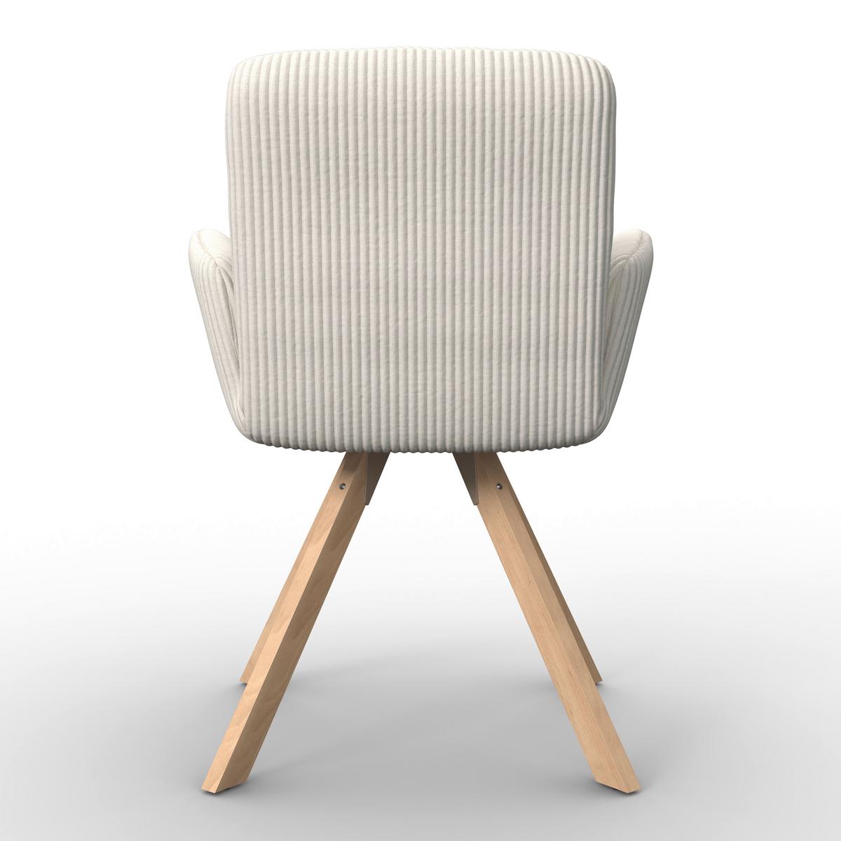 Armlehnstuhl Mairo Creme Cord Gepolstert - Buchefarben/Creme, MODERN, Holz/Textil (66cm) - Bessagi Home