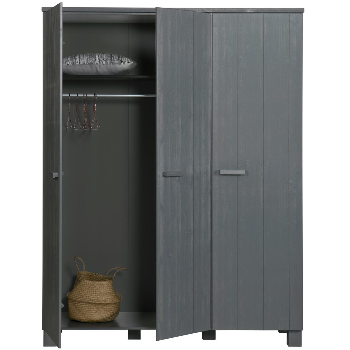 Garderobenschrank Dennis Dunkelgrau - Dunkelgrau, Design, Holz (158/202/55cm) - Livetastic