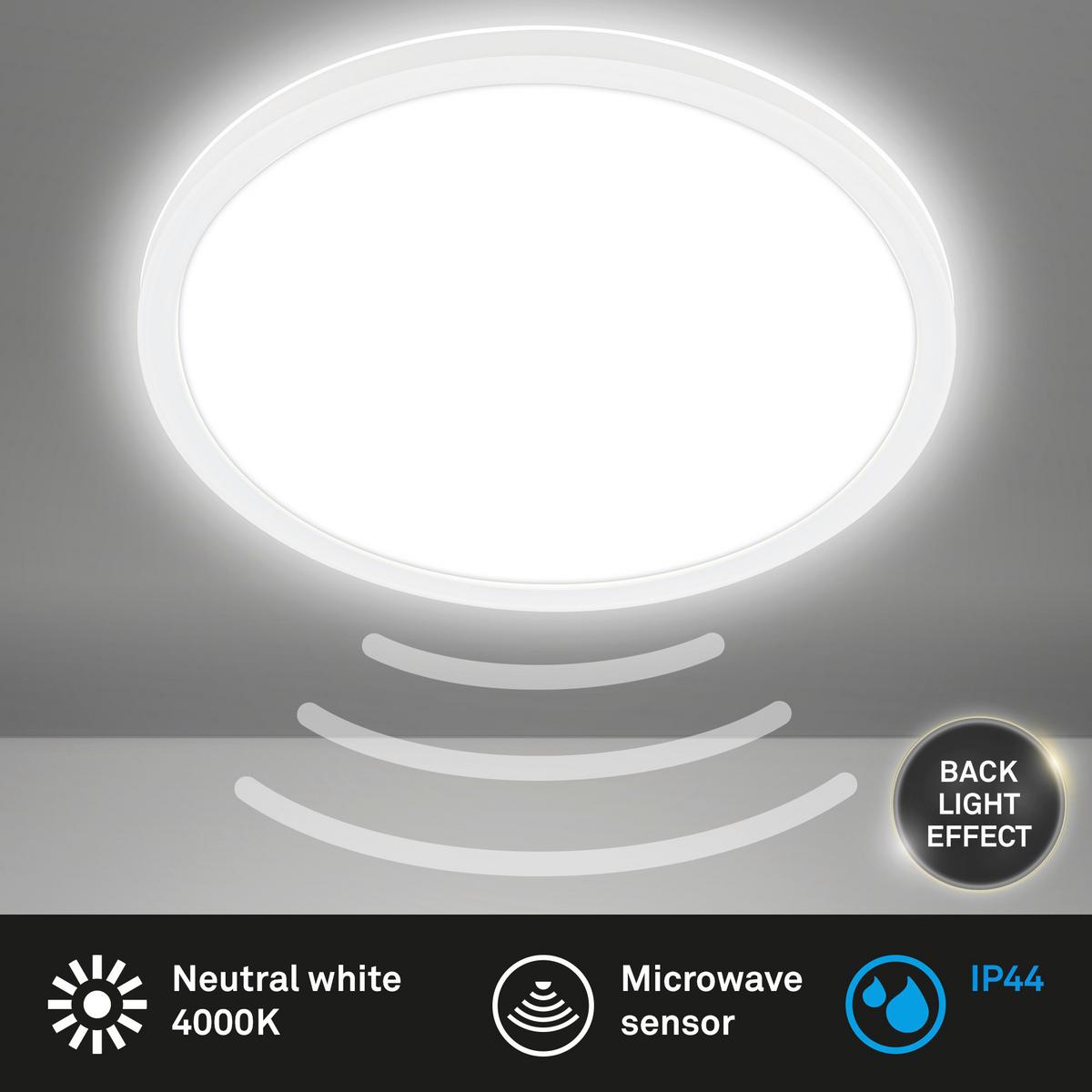 ŁAZIENKOWA LAMPA SUFITOWA LED 7525416 MOVE - biały, Basics, tworzywo sztuczne (29/3cm) - Briloner