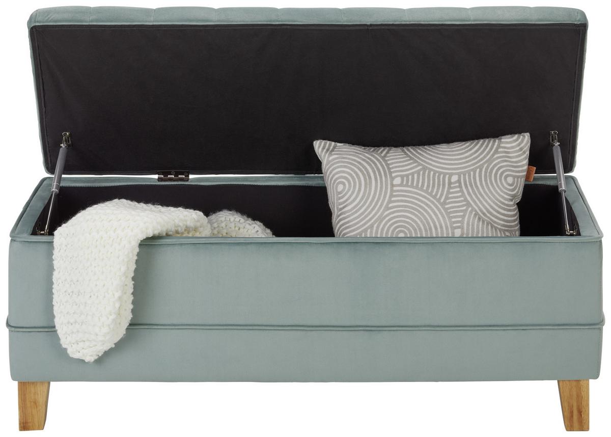 Klop Alissa - barve hrasta/zelena, Moderno, tekstil/les (110/45/42cm) - Premium Living