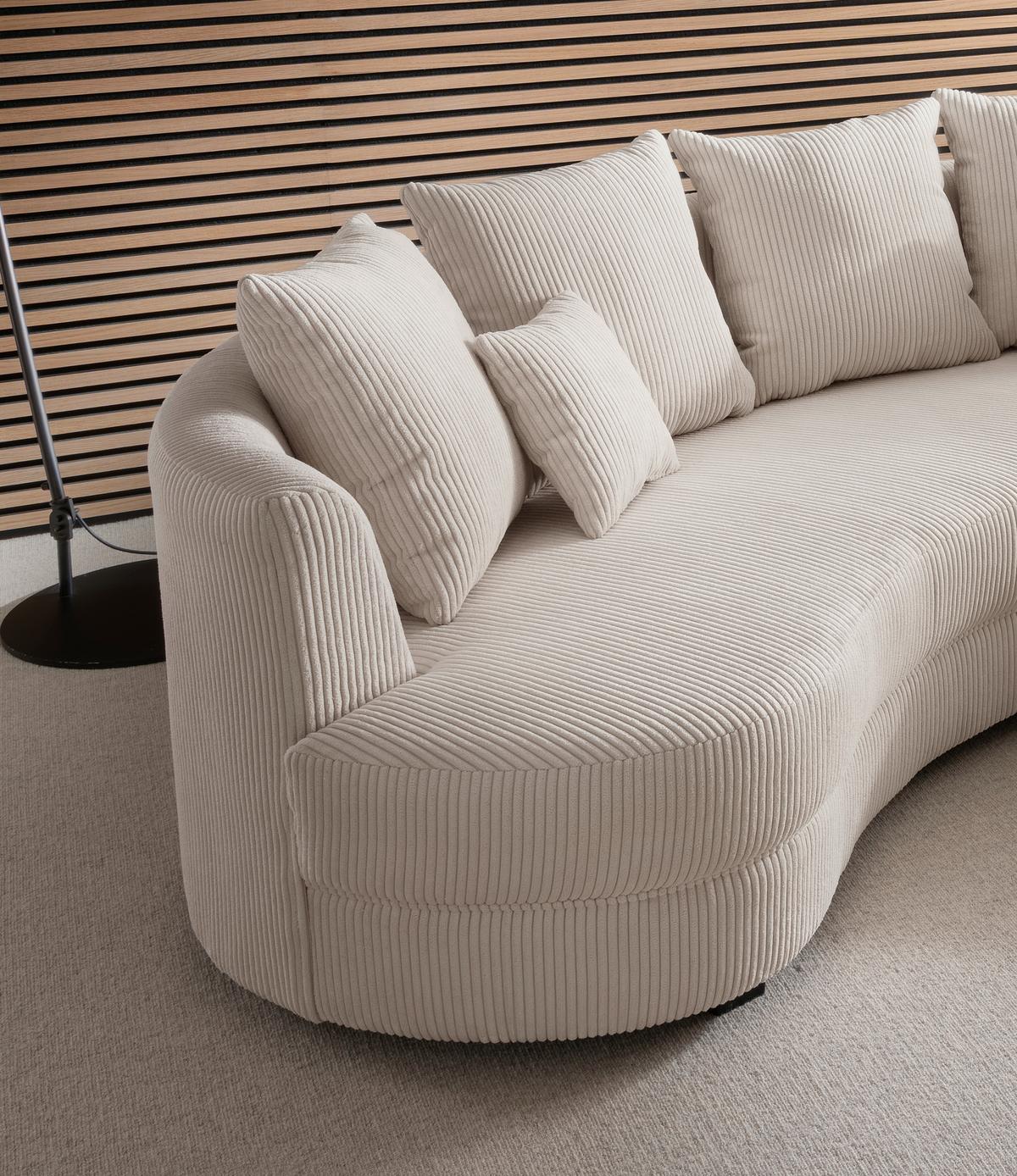 Wohnlandschaft Limoncello m. Hocker ca.300x160cm Beige Cord - Beige/Schwarz, Design, Kunststoff/Textil (300/160cm) - Livetastic