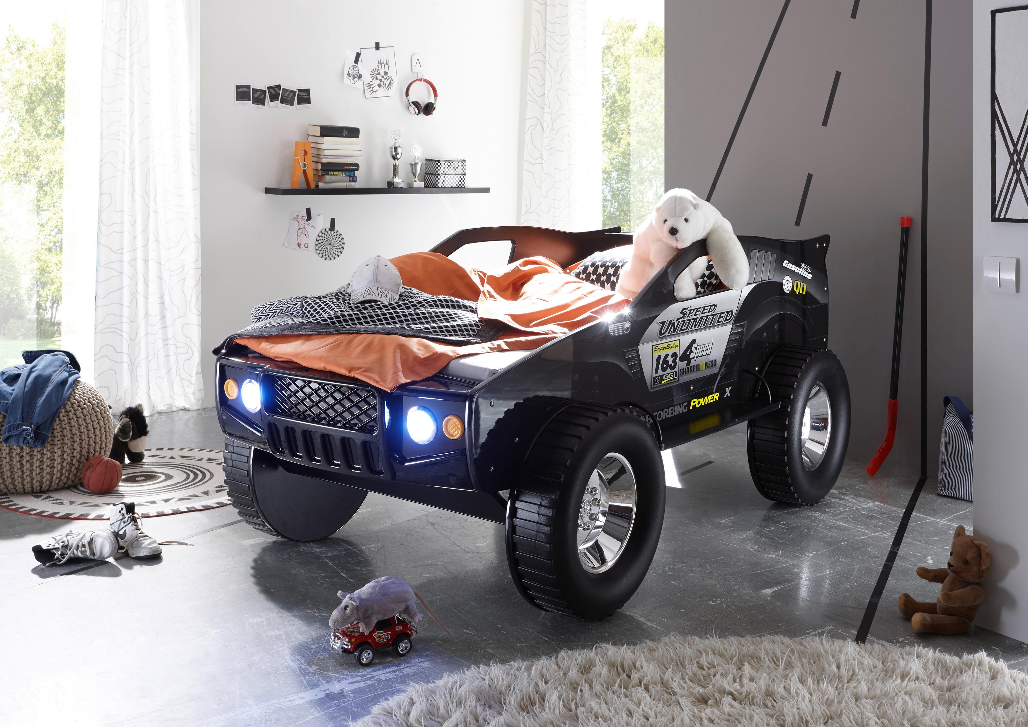 Autobett Jeep inkl. Beleuchtung ca. 120x213 cm - Schwarz, Basics (90/200cm) - MID.YOU