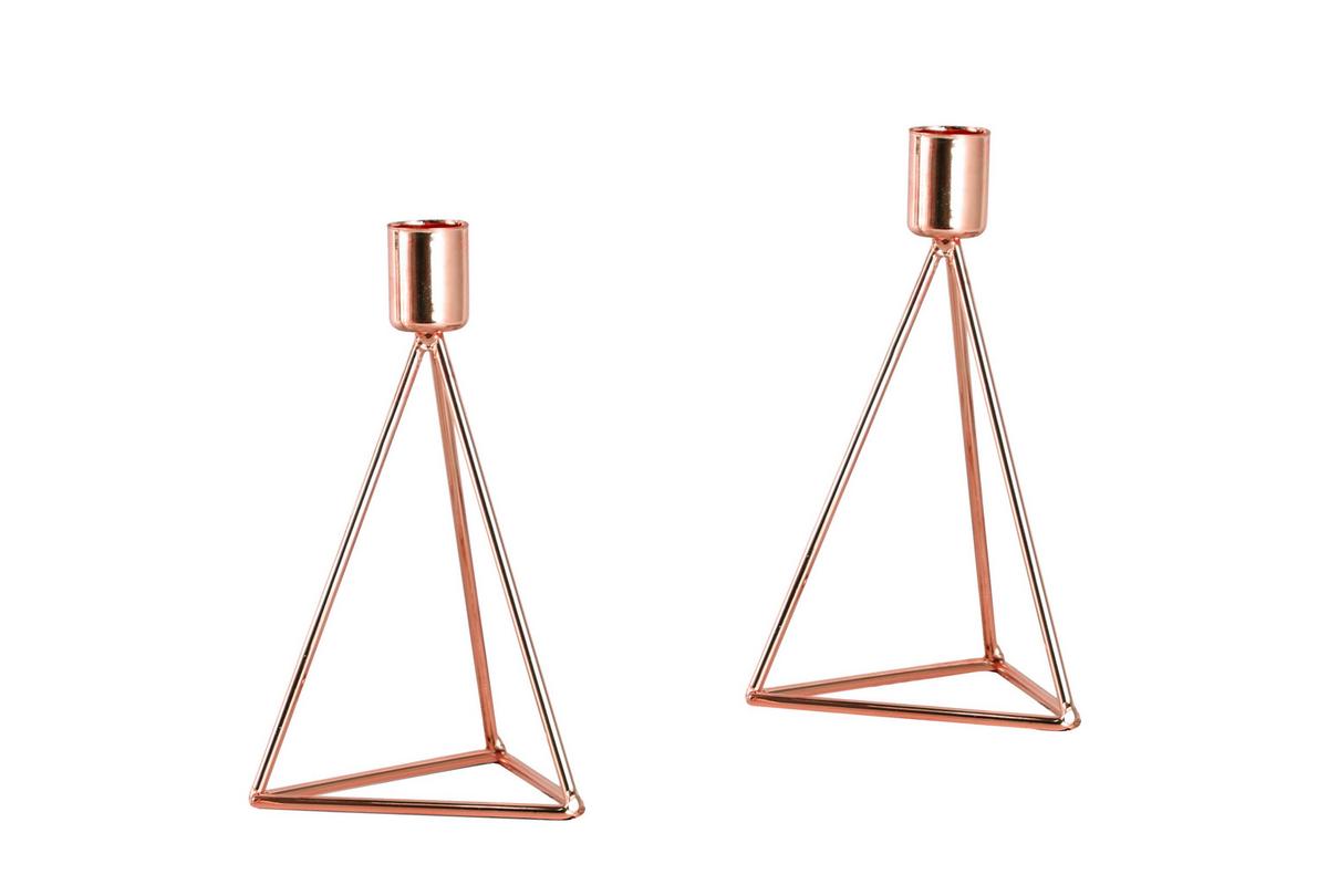 Set Svečnikov Modern, Barva Bakra, 2 Kos - barve bakra, Basics, kovina (9,5/16,5cm) - Echtwerk