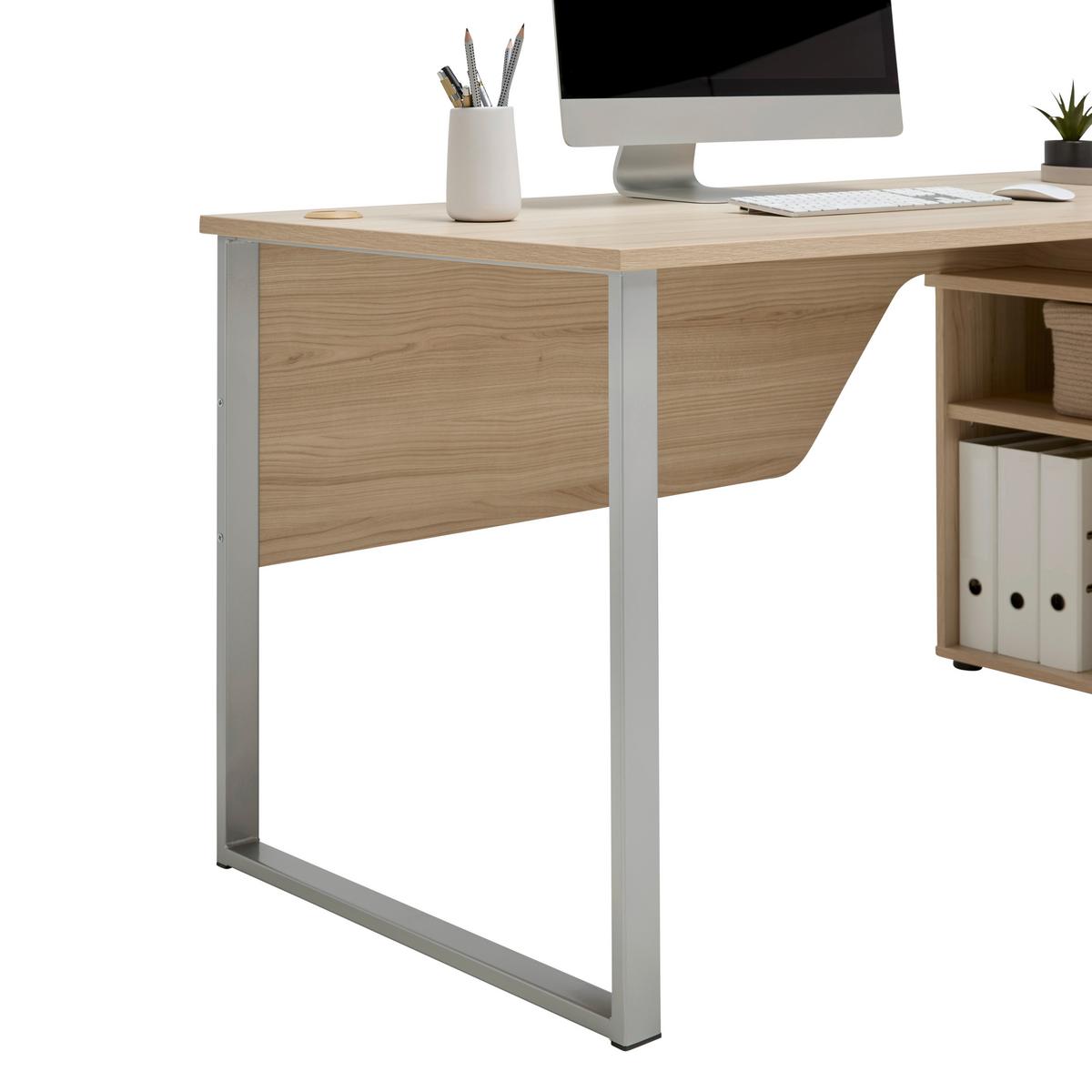 Eckschreibtisch Siena Eichefarben - Chromfarben/Eichefarben, MODERN, Holzwerkstoff/Metall (180/160/77cm) - Mömax