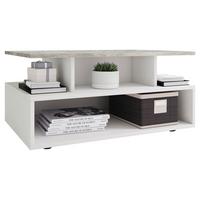 Klubska Miza Esila, Bela, Beton - siva/črna, Moderno, umetna masa/leseni material (80/50/40cm) - MID.YOU