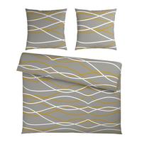 Bettwäsche Welle XL Goldfarben/Grau ca. 200x200cm - Goldfarben/Grau, MODERN, Textil (200/200cm) - Mömax