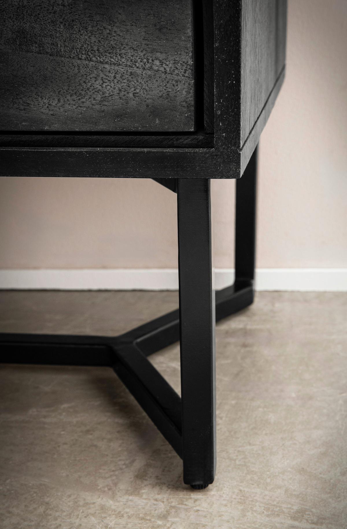 NACHTTISCH NACHTTISCH AKAZIE - Schwarz, Design, Holz/Metall (45/57/40cm) - Livetastic