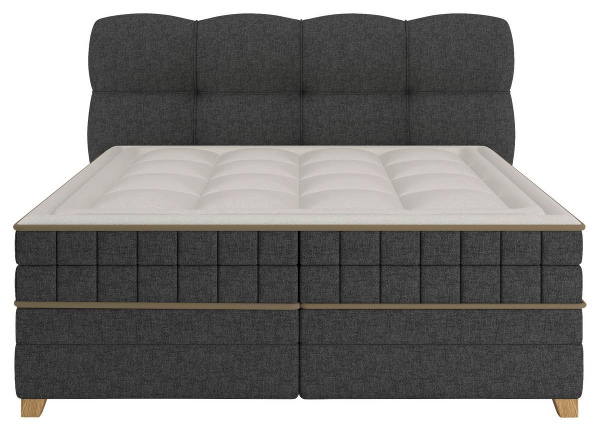 Boxspringbett Bianco Anthrazit ca. 180x200cm - Anthrazit, Konventionell, Holz/Holzwerkstoff (180/200cm) - Premium Living