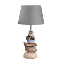 Tischleuchte Vera Schwarz/Blaugrau max. 22 Watt - Blaugrau/Schwarz, Natur, Textil/Stein (26/52cm)