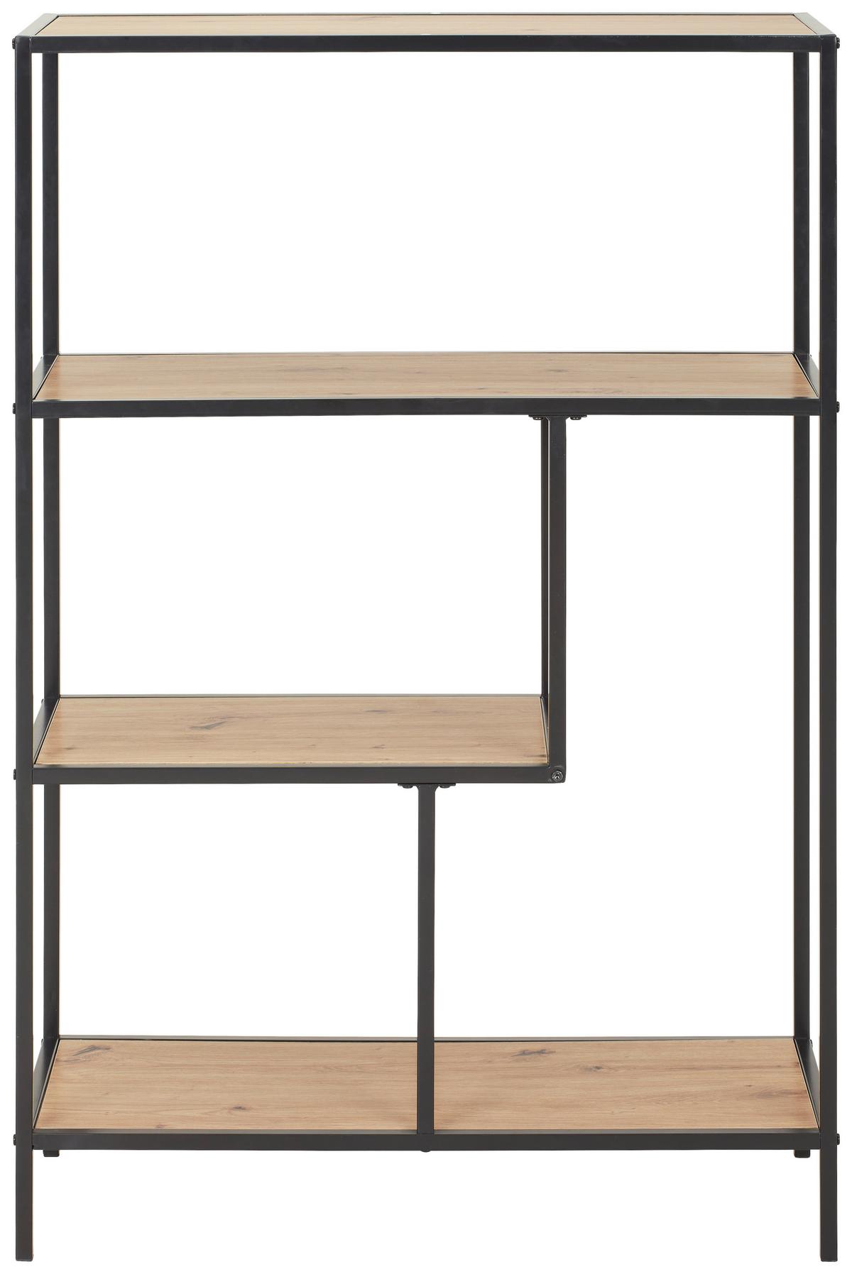 REGAŁ ROCKY - kolor dębowy/czarny, Trend, materiał drewnopochodny/metal (77/115/33cm) - Xora