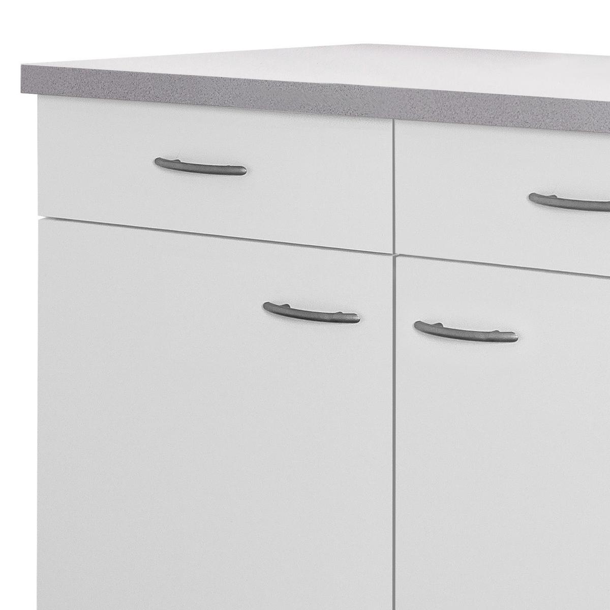 Küchenunterschrank in Weiss 'Wito' - Edelstahlfarben/Hellgrau, Holzwerkstoff/Kunststoff (100/85/60cm) - FlexWell