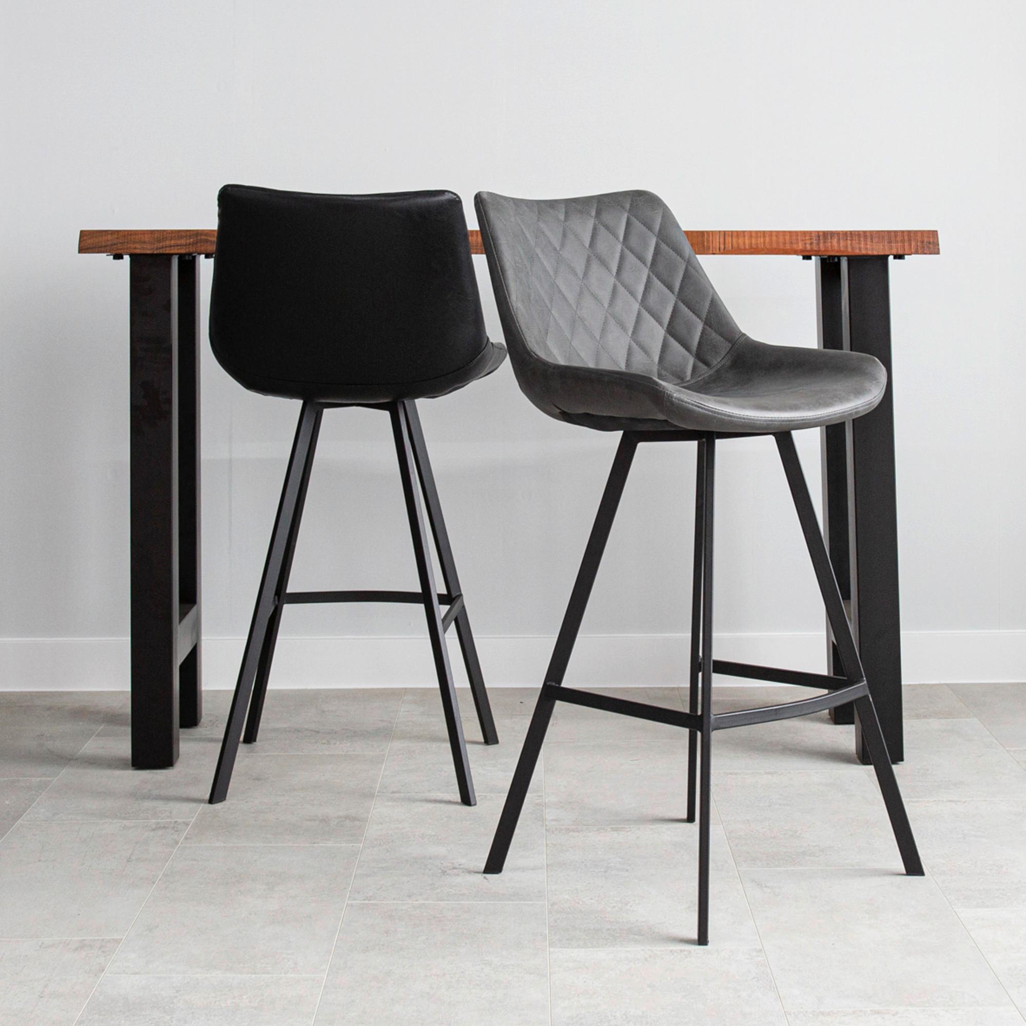 Barhocker-Set Bowie 2er-Set ca. 50x102 cm Anthrazit - Anthrazit/Schwarz, KONVENTIONELL, Textil/Metall (50/102/55cm) - MID.YOU