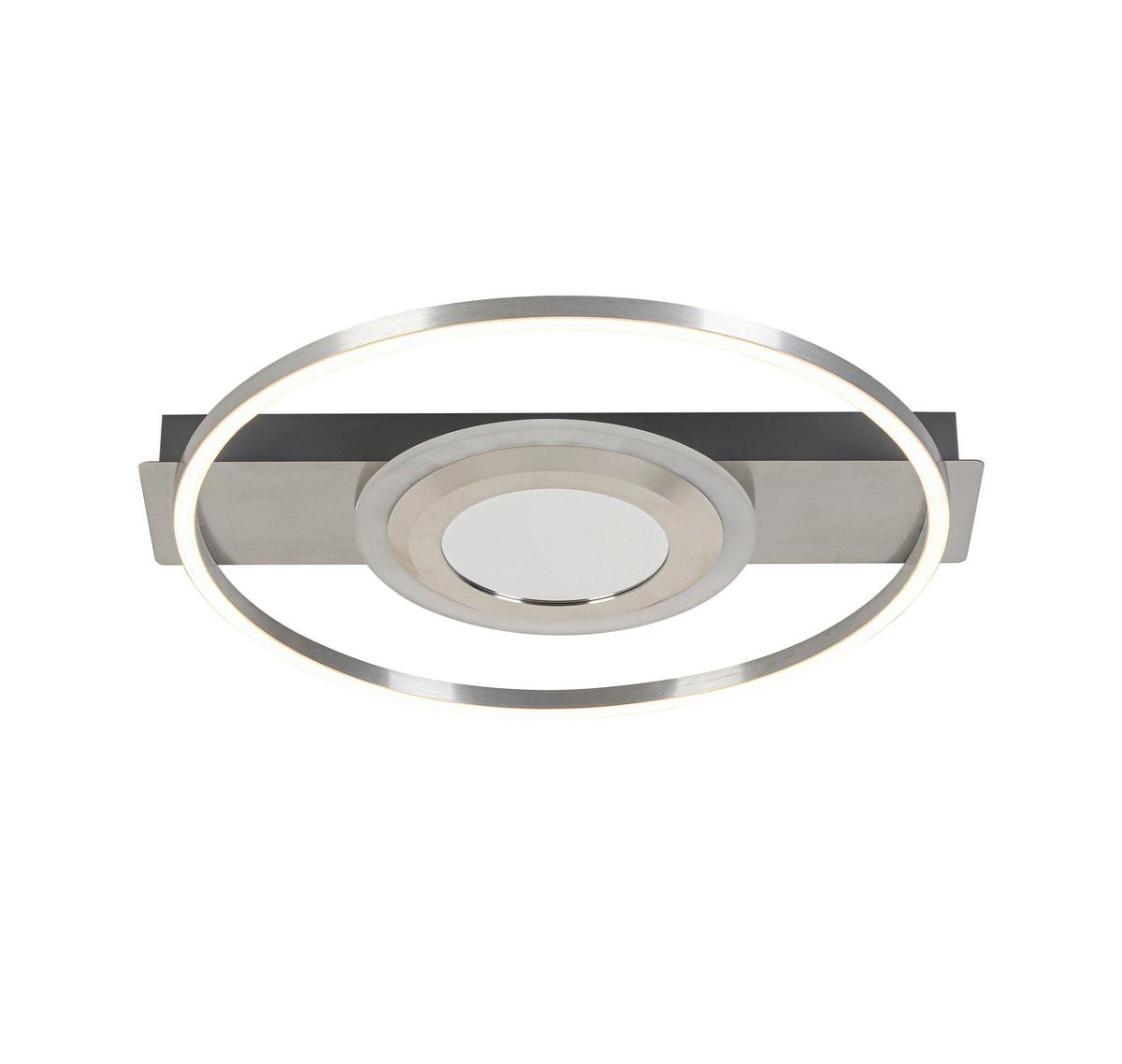 LAMPA SUFITOWA LED SANDRA - szary/kolor niklowy, Trend, tworzywo sztuczne/metal (42/40/6cm) - Novel