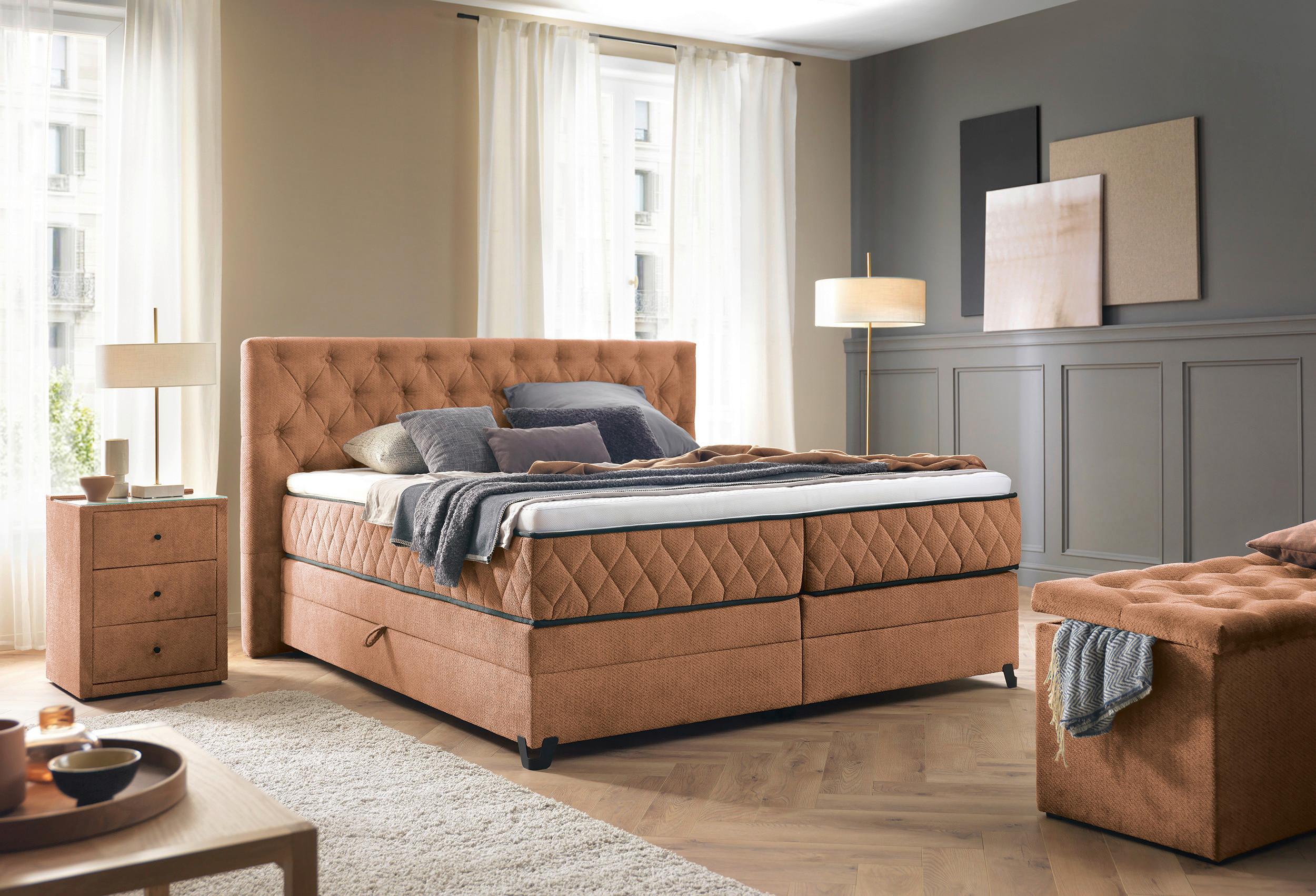 Boxspring Krevet Carmen - boje lješnjaka, Konvencionalno, drvni materijal/drvo (180/200cm) - Modern Living