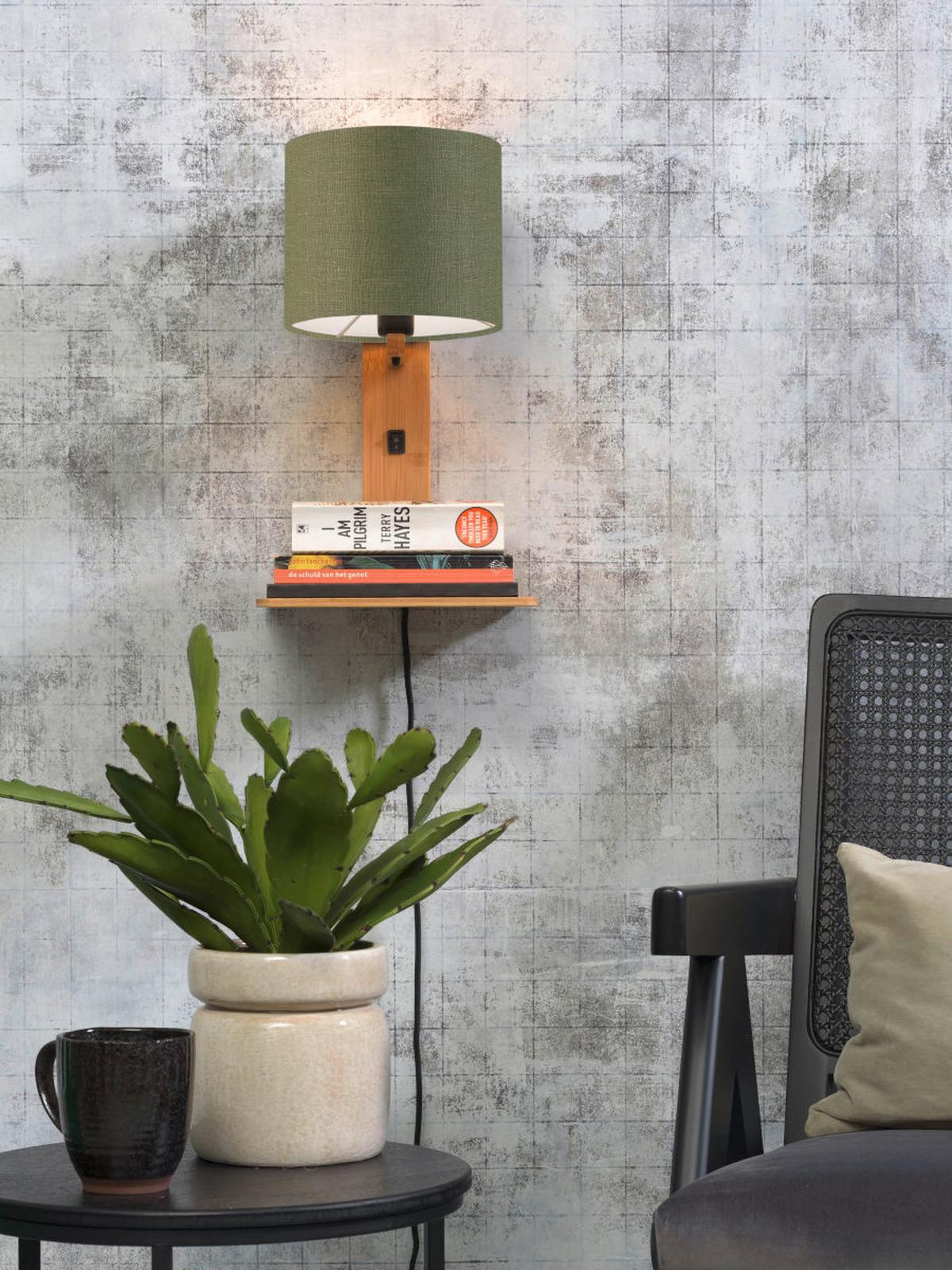 Stenska Svetilka Andes, Zelena, Bambus - zelena/naravne barve, Trend, tekstil/les (19/24/36cm) - Good & Mojo