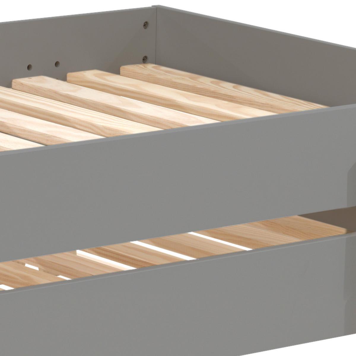 Stapelbett Modulo Grau - Grau/Kieferfarben, MODERN, Holz/Holzwerkstoff (90/200cm) - Vipack