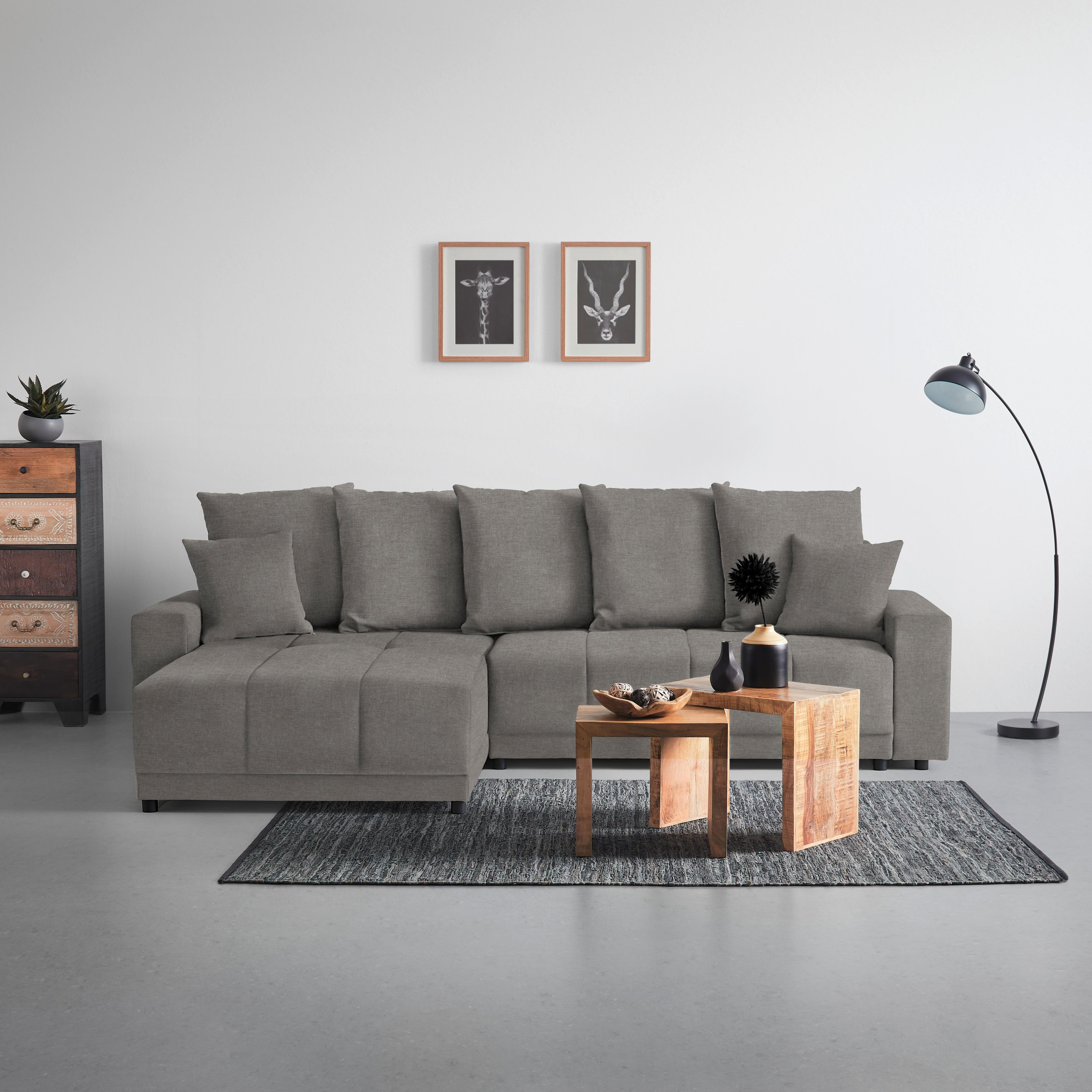 Ecksofa Alatri Dunkelgrau - Dunkelgrau/Schwarz, MODERN, Kunststoff/Textil (289/90/176cm) - Based