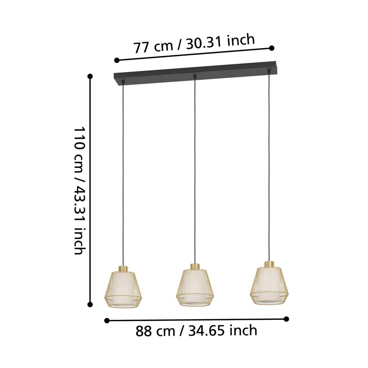 Hängeleuchte 900897_ciudadela - Weiss/Messingfarben, Basics, Textil/Metall (88/18/110cm) - Eglo