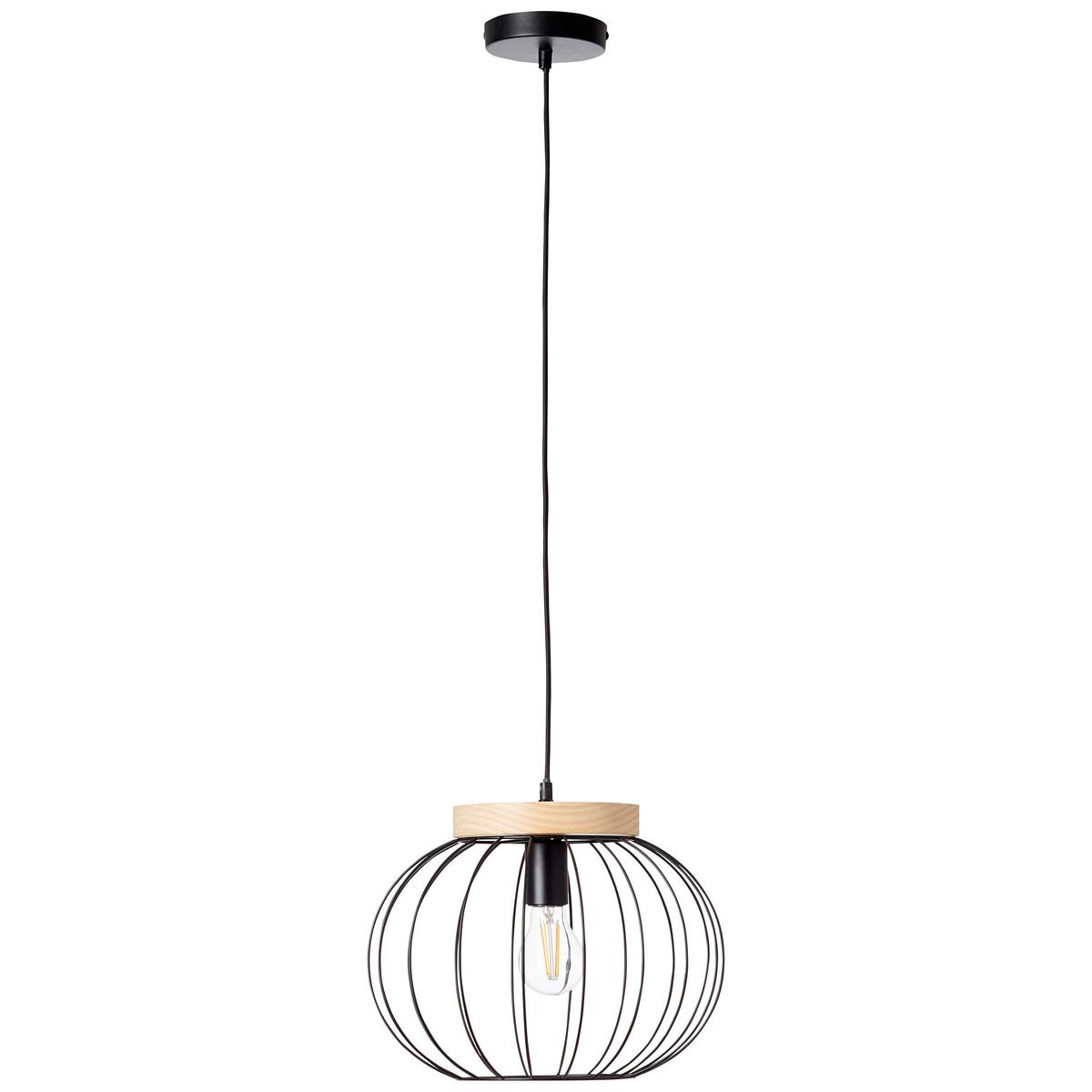 Hängeleuchte Sorana Braun/Schwarz max. 40 Watt - Schwarz/Braun, Design, Holz/Metall (35,5/130cm) - Brilliant