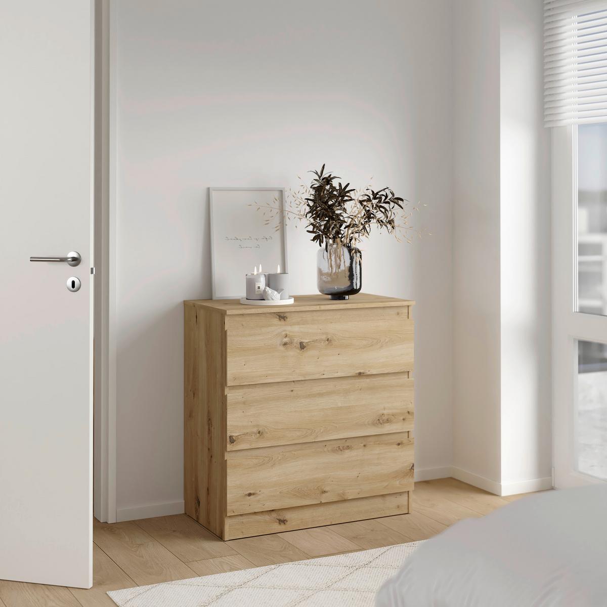 Kommode Mara Eiche Artisan Nachbildung - Eiche Artisan, KONVENTIONELL, Holz (77/80/42cm) - Mömax